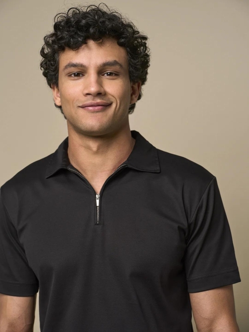 Valenza SUPIMA POLO ZIP 1049 48 BLACK foto 5