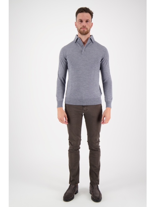 Valentoni Polo lm button down 803 mid grey foto 5