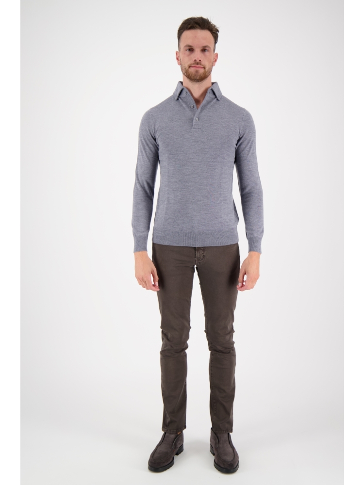 Valentoni Polo lm button down 803 mid grey
