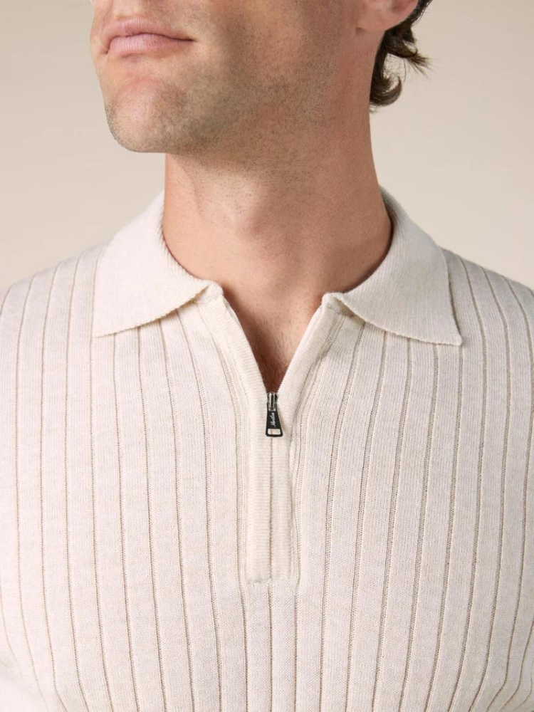 Aurelien RIBBED ZIPPER POLO LIGHT BEIGE