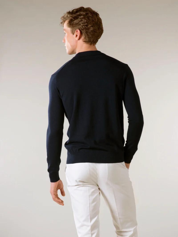 Aurelien RIBBED ZIPPER POLO NAVY