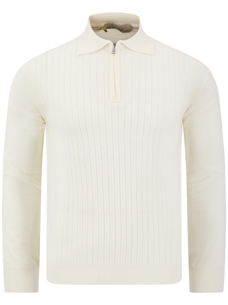 Aurelien RIBBED ZIPPER POLO IVORY