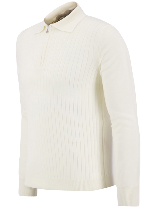 Aurelien RIBBED ZIPPER POLO IVORY foto 2