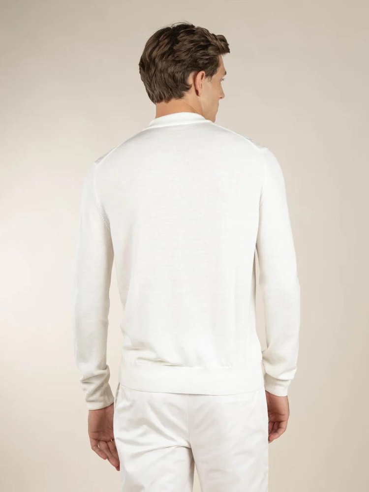 Aurelien RIBBED ZIPPER POLO IVORY