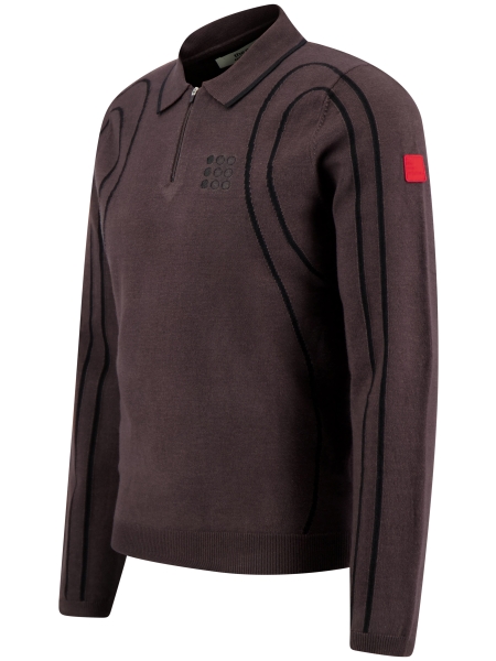TNO INNERSPACE LONG SLEEVE POLO BROWN M./BLACK