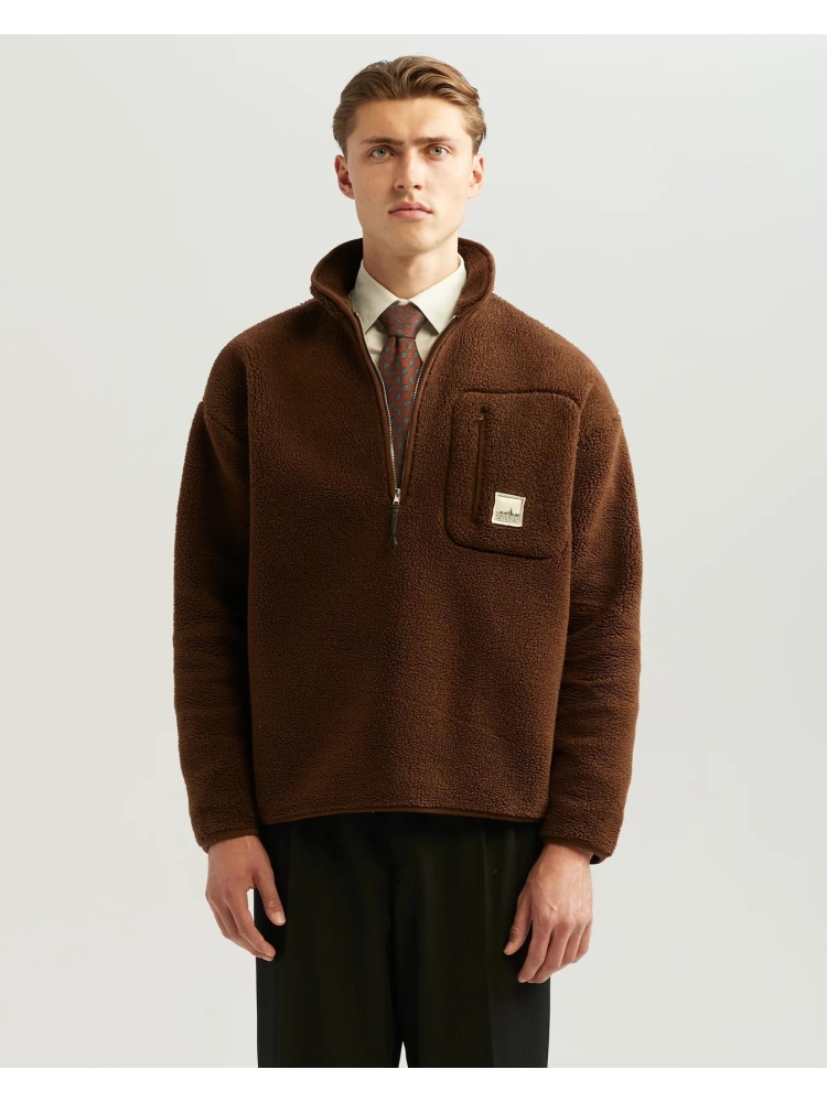 Ange Projects AW-045 FLEECE H.ZIP BROWN