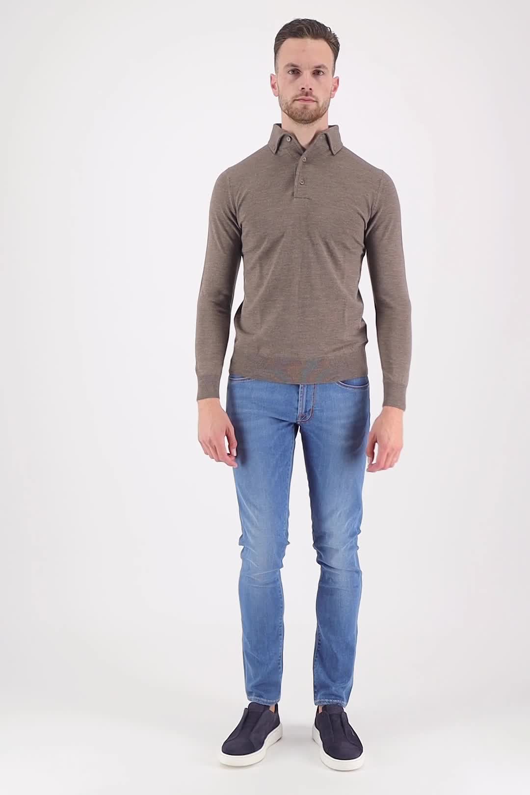 Valentoni Polo lm button down 806 Taupe video